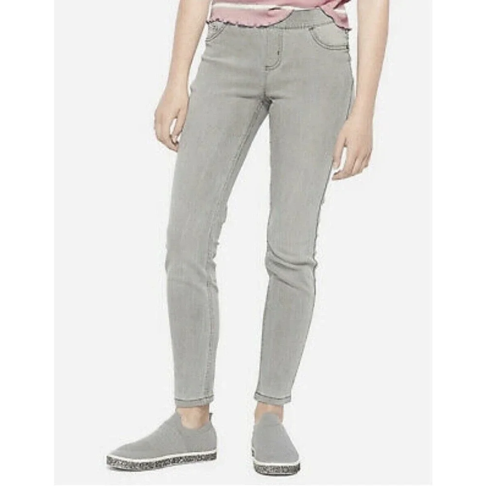 Justice Gray Stretchy Mid Rise Pull On Jean Leggings Jeggings Pants Size 10